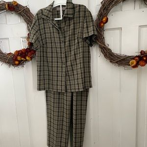 Norton Petites Plaid Pant Suit Size PL